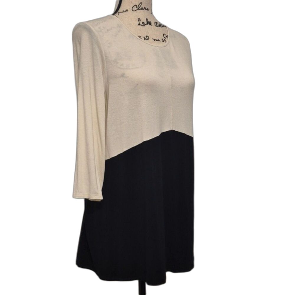 J. Jill Wearever Collection Tunic Top S Colorblock 3/4 Sleeve Crew Neck
